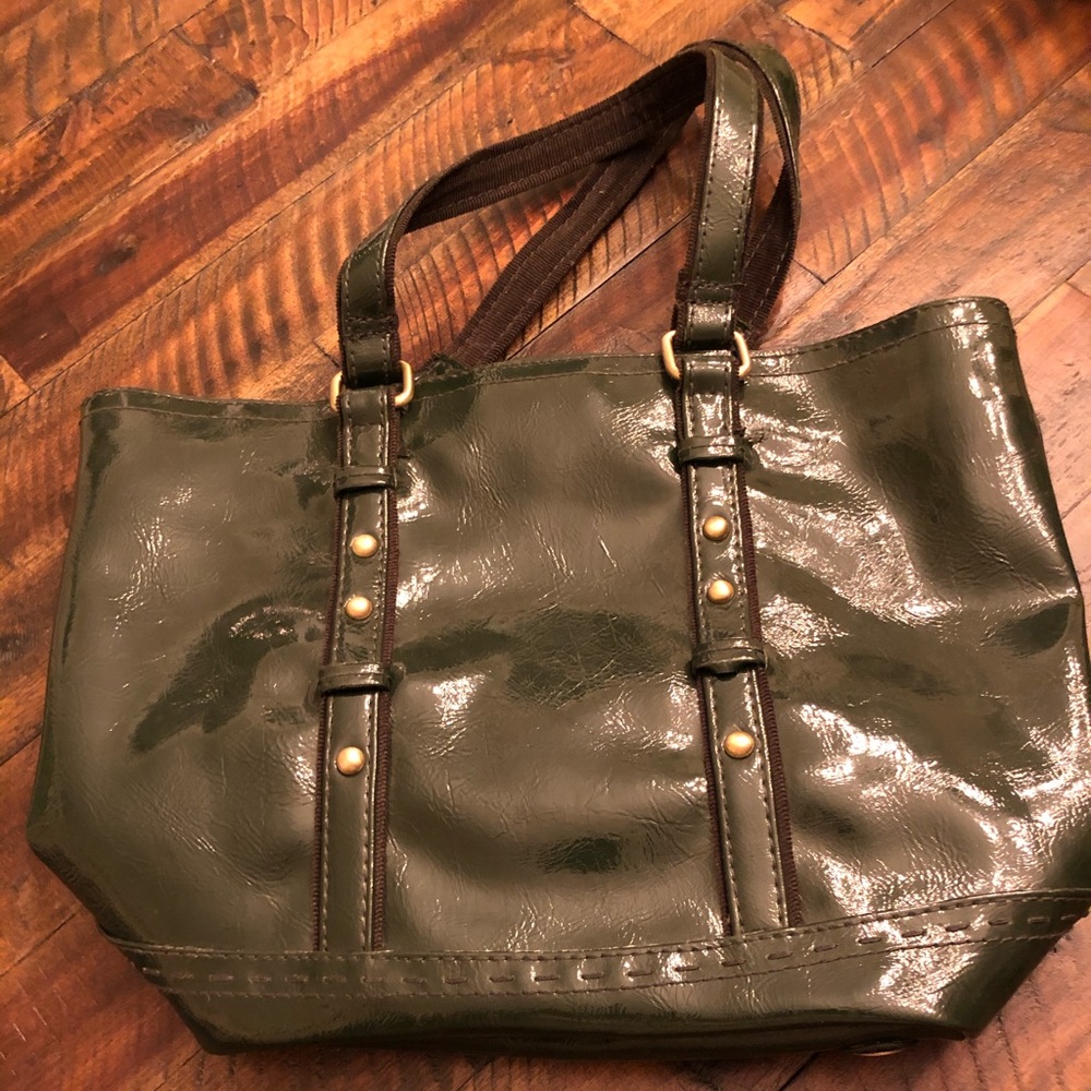 NWT Gap Patent Leather Tote Olive